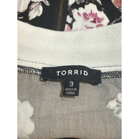 Torrid Black Pink Floral Bomber Jacket Full Zip Long Sleeve Women's Plus Size 3X - Picture 14 of 14